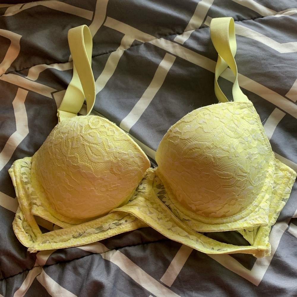 Kiss and Tell Pale Yellow Push Up Bra